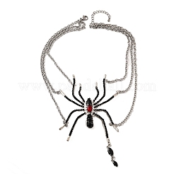 Подвеска в виде паука на Хэллоуин из сплава со стразами NJEW-P336-01P
