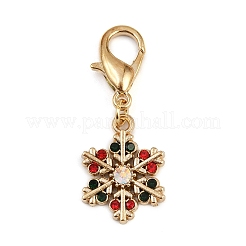 4 шт. Рождественские подвесные украшения из сплава и АБС-пластика с жемчугом и стразами HJEW-JM04166