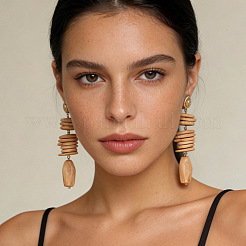Pendientes colgantes de resina de aleación para mujer&nbsp;WG65E85-01
