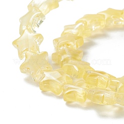 透明なガラスビーズ連  スター  淡黄色  10x10x4mm  穴：0.8mm  約40個/連  13.39~14.17インチ（34~36cm）&nbsp;GLAA-K057-01C