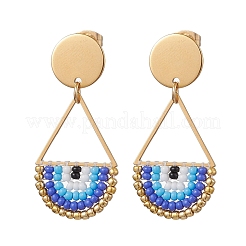 Boucles d'oreilles à tige en forme de larme et de perles de rocaille&nbsp;EJEW-MZ00251