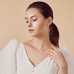 Collier avec pendentif en laiton avec lettre initiale 1 pièce&nbsp;NJEW-YW0001-24T