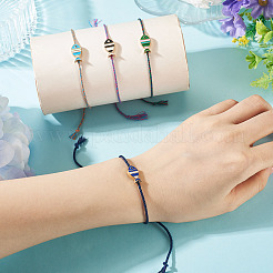 4 Stück verstellbares Armband mit Fischanhänger aus Emaille in 4 Farben&nbsp;BJEW-TA0001-30