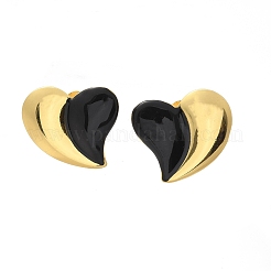 Серьги-гвоздики в форме сердца из нержавеющей стали 304&nbsp;EJEW-A130-01G-01