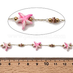 Цепи ручной работы из нержавеющей стали 304 с синтетическим бирюзовым узором в виде морской звезды CHS-L032-13G-07