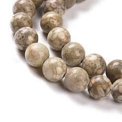 天然のマイファナイト/マイファンストーンビーズ連売り  ラウンド  6mm  穴：1mm  約62個/連  15.1インチ（38.4cm）&nbsp;X-G-I187-6mm-01