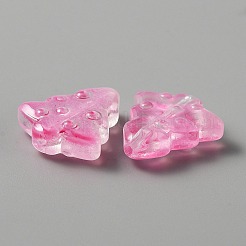 クリスマス透明手作りランプワーク ビーズ  クリスマスツリー  ショッキングピンク  16x15x5mm  穴：1.2mm  約50個/袋&nbsp;LAMP-CJC0012-04F
