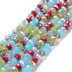 ガラスビーズ連売り  多面カット  ロンデル  ライトスチールブルー  6x5mm  穴：1mm  約85~88個/連  16.1~16.5インチ（41~42cm）&nbsp;EGLA-A034-M6mm-49