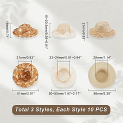 30шт. 3 стильная кукольная соломенная шляпа DIY-GA0005-44