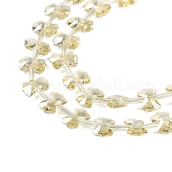 電気メッキガラスビーズセット  半分メッキ  蝶結び  淡黄色  7x10x3mm  穴：1mm  約48個/連  19.69''（50センチメートル）&nbsp;EGLA-B007-03A-PC03