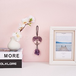 Обернутые проволокой чипсы натуральный аметист большие подвесные украшения HJEW-SZ0001-25A