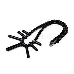 Halsketten aus natürlichem schwarzem Onyx&nbsp;NJEW-N064-04A