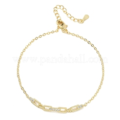 Bracelets à maillons rectangulaires en laiton micro pavé et zircone cubique transparente&nbsp;KK-CBA6980-15G