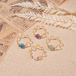 Круглое кольцо из бисера с драгоценными камнями RJEW-JR00442