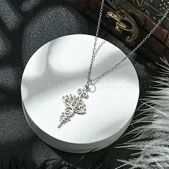 Colliers pendentifs lotus en acier inoxydable 304 anti-ternissement&nbsp;NJEW-JN04561-01