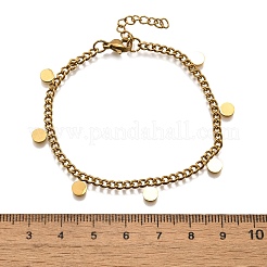 Браслеты с круглыми подвесками из нержавеющей стали 304 BJEW-R021-04G