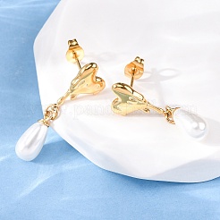 Серьги-гвоздики из пластика с имитацией жемчуга из нержавеющей стали 304 EJEW-Z118-06G