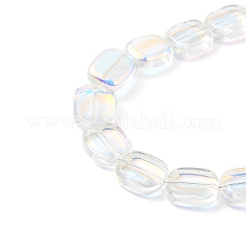 電気メッキガラスビーズ連売り  長方形  混合スタイル  ミックスカラー  12x10x4.5mm  穴：1mm  約55個/連  25.98''（66センチメートル）&nbsp;EGLA-P049-02A