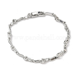 Браслеты-цепочки с закрученными звеньями из латуни с микропаве из прозрачных кубических цирконий для женщин BJEW-G764-06P