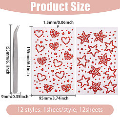 12 лист 12 стиля наклейки со стразами бумажные листы для поделок DIY-CA0007-52
