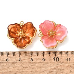 304ステンレススチールエナメルペンダント  花のチャーム  ゴールドカラー  ミックスカラー  25x25x8mm  穴：1.8mm&nbsp;SA-K001-02G