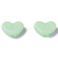 不透明なアクリルビーズ  染め  単語「love」付けのハート  ミックスカラー  10x13.5x4.5mm  穴：1.8mm  約2300個/500g&nbsp;MACR-S373-128-S
