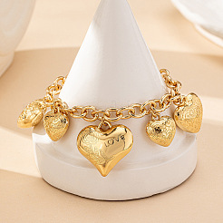 Браслеты из сплава с подвесками в виде сердца и розы&nbsp;FS-WGB88A7-01