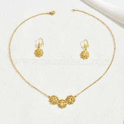 Комплекты из латунных полых цветочных сережек и ожерелий для женщин PS7581