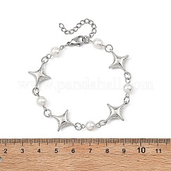 Armbänder aus Muschelperlen und Legierungsgliedern für Damen&nbsp;BJEW-JB13821