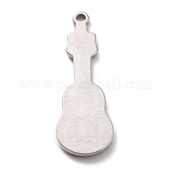 304ステンレススチールペンダントカボションエナメル  ギター  ステンレス鋼色  27x10x2mm  穴：1.2mm&nbsp;STAS-B024-55P