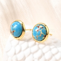 Латунные полукруглые серьги-гвоздики&nbsp;EJEW-Z124-01G