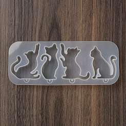 猫型キーホルダーペンダントシリコンモールド  エポキシ樹脂ジュエリー作り  ホワイト  62x156x15mm  内径：52~56x23~42mm&nbsp;SIL-B074-01B
