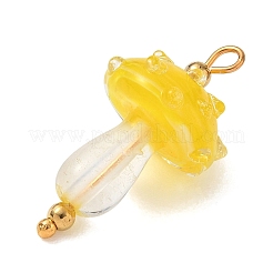 Pendentifs en acier inoxydable 304 avec travail du verre soufflé artisanal à la flamme.&nbsp;LA-CBA4231-01B-G