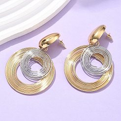 Двухцветные серьги-гвоздики из нержавеющей стали 304 EJEW-C142-17PG