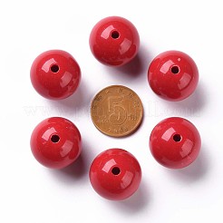 不透明なアクリルビーズ  ラウンド  ファイヤーブリック  20x19mm  穴：3mm&nbsp;LS-X-MACR-S370-C20mm-A14