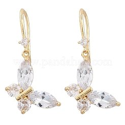 Латунные серьги-подвески в виде бабочки с прозрачными кубическими циркониями&nbsp;EJEW-A156-03G