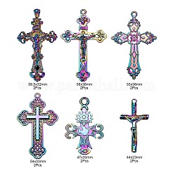 12шт 6 стиля подвески из сплава цвета радуги FIND-LS0001-16MC