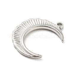 変色しない304ステンレススチールペンダント  ムーンチャーム  ステンレス鋼色  23x18x1.5mm  穴：1.6mm&nbsp;STAS-C082-02P