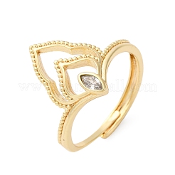 Регулируемые кольца для женщин с микропаве из латуни и кубическими цирконами&nbsp;RJEW-M099-03G