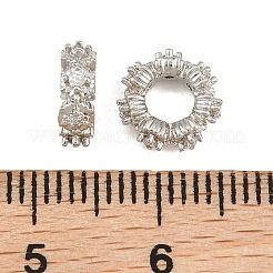 Messing Micro Pave klare Zirkonia europäische Perlen&nbsp;KK-CBA6A75-44P