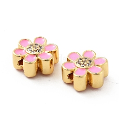 Цветок латунные микро проложить четкие кубического циркония бусы KK-G419-06G-05