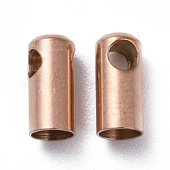 イオンプレーティング（IP）304ステンレススチールコードエンド  エンドキャップ  コラム  ローズゴールド  9.5x4.5mm  穴：2mm  内径：4mm&nbsp;STAS-F232-01G-RG