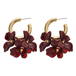 Серьги-гвоздики из цветочного сплава и акрила&nbsp;FS-WG3E8C4-03
