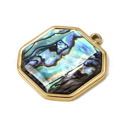 Pendentifs en acier inoxydable 304 et nacre d'ormeau naturelle&nbsp;SH-CBA7184-01H-G