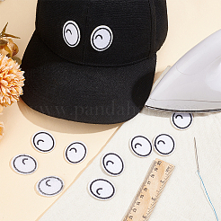 20 пара нашивок с мультяшными глазами из полиэстера с вышивкой PATC-BC0001-10