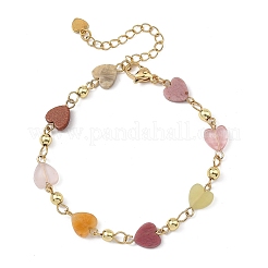 Bracelets à maillons en perles de quartz rose naturel&nbsp;BJEW-JB13910