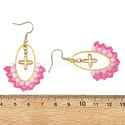 Pendientes colgantes ovalados de latón y acero inoxidable 304&nbsp;EJEW-MZ00799-02
