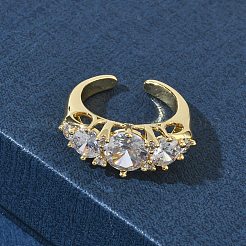 Anelli aperti con polsino in ottone micro pavé di zirconi cubici per donna&nbsp;RJEW-L343-07G-02