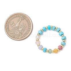 3 шт. дискообразная бусина с драгоценным камнем и латунные кольца на палец&nbsp;RJEW-JR00985-01