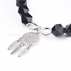 Charm-Armbänder aus natürlichen schwarzen Achatperlen (gefärbt und erhitzt)&nbsp;BJEW-O162-D01